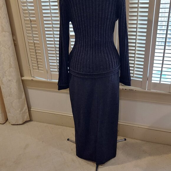 Vintage Peruvian Connection Charcoal Gray Wool/Alpaca Skirt & Sweater Set Size S - Picture 2 of 14